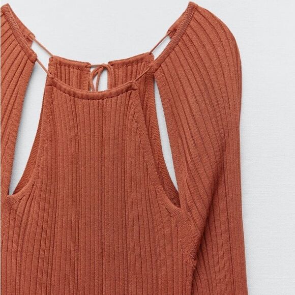 Zara Knit Cut Out Dress New - Picture 6 of 9
